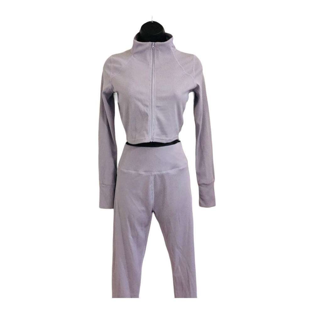 3piece periwinkle crop jacket racerback sports bra leggings‎ active set size S - Picture 10 of 16
